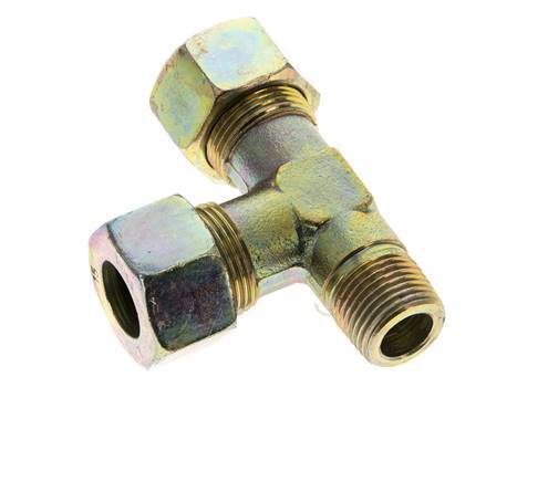 15L & M18x1.5 (con) Zink Plated Steel Right Angle Tee Cutting Fitting with Male Threads 315 bar ISO 8434-1