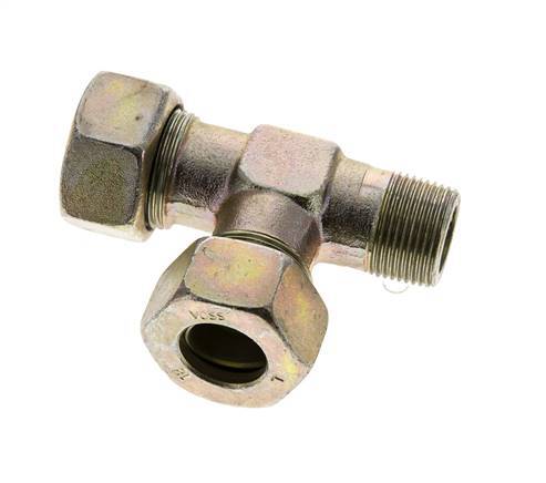 18L & M22x1.5 (con) Zink Plated Steel Right Angle Tee Cutting Fitting with Male Threads 315 bar ISO 8434-1