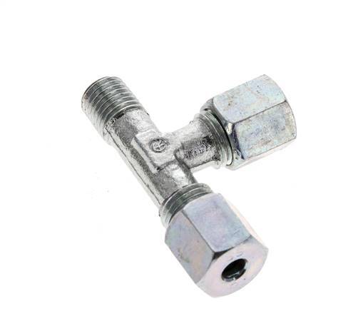 6S & M12x1.5 (con) Zink Plated Steel Right Angle Tee Cutting Fitting with Male Threads 630 bar ISO 8434-1