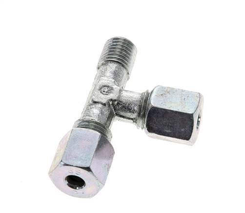 6S & M12x1.5 (con) Zink Plated Steel Right Angle Tee Cutting Fitting with Male Threads 630 bar ISO 8434-1