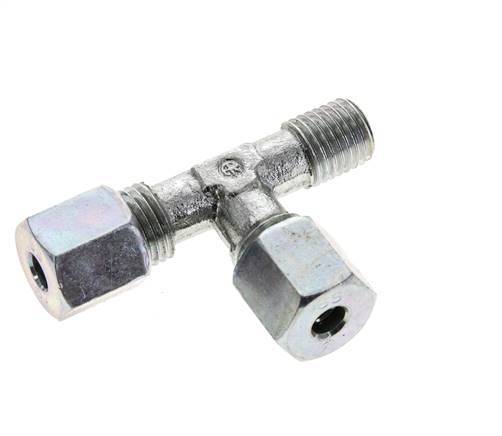 6S & M12x1.5 (con) Zink Plated Steel Right Angle Tee Cutting Fitting with Male Threads 630 bar ISO 8434-1