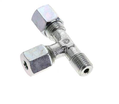 6S & M12x1.5 (con) Zink Plated Steel Right Angle Tee Cutting Fitting with Male Threads 630 bar ISO 8434-1