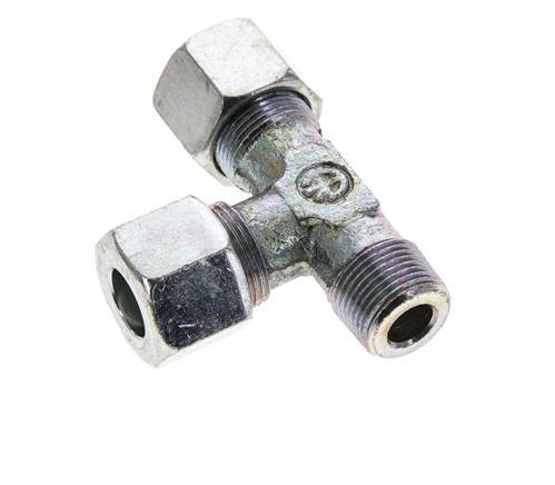 14S & M20x1.5 (con) Zink Plated Steel Right Angle Tee Cutting Fitting with Male Threads 630 bar ISO 8434-1