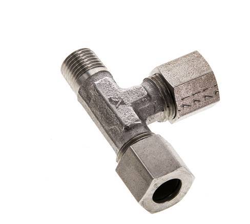 8LL & M10x1 (con) Stainless Steel Right Angle Tee Cutting Fitting with Male Threads 100 bar ISO 8434-1