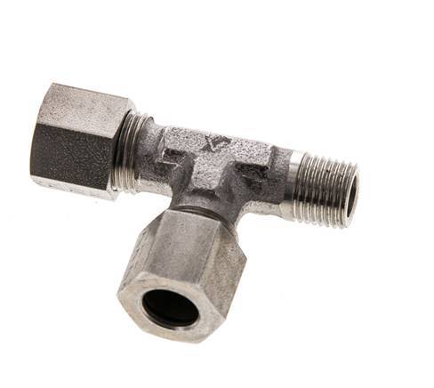 8LL & M10x1 (con) Stainless Steel Right Angle Tee Cutting Fitting with Male Threads 100 bar ISO 8434-1