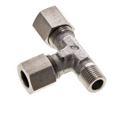 8LL & M10x1 (con) Stainless Steel Right Angle Tee Cutting Fitting with Male Threads 100 bar ISO 8434-1