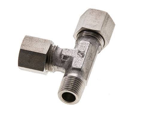 8LL & M10x1 (con) Stainless Steel Right Angle Tee Cutting Fitting with Male Threads 100 bar ISO 8434-1