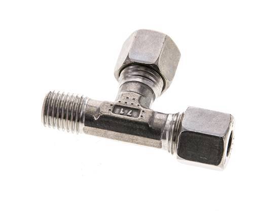 8L & M12x1.5 (con) Stainless Steel Right Angle Tee Cutting Fitting with Male Threads 315 bar ISO 8434-1