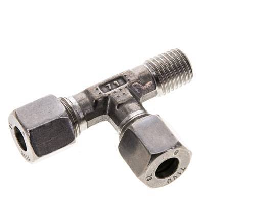 8L & M12x1.5 (con) Stainless Steel Right Angle Tee Cutting Fitting with Male Threads 315 bar ISO 8434-1