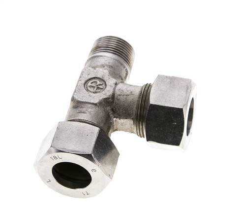 18L & M22x1.5 (con) Stainless Steel Right Angle Tee Cutting Fitting with Male Threads 315 bar ISO 8434-1