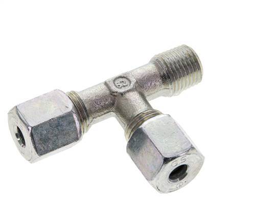 6S & R1/4'' Zink Plated Steel Right Angle Tee Cutting Fitting with Male Threads 630 bar ISO 8434-1