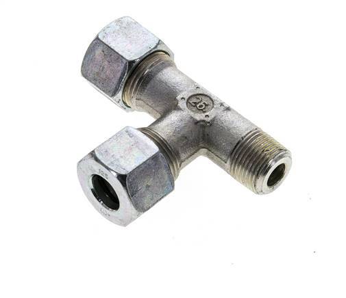 12S & R3/8'' Zink Plated Steel Right Angle Tee Cutting Fitting with Male Threads 630 bar ISO 8434-1