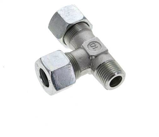 16S & R1/2'' Zink Plated Steel Right Angle Tee Cutting Fitting with Male Threads 400 bar ISO 8434-1