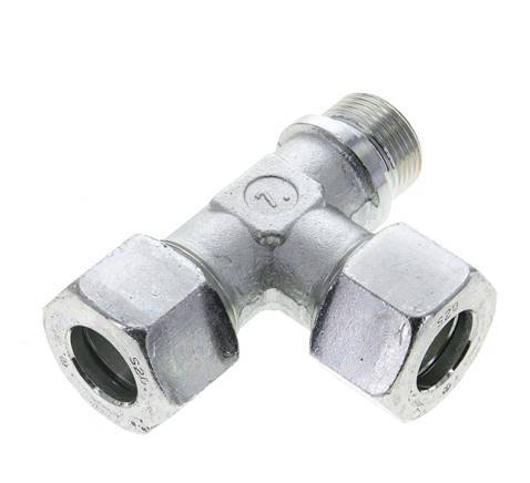 20S & G3/4'' Zink Plated Steel Right Angle Tee Cutting Fitting with Male Threads 400 bar ISO 8434-1