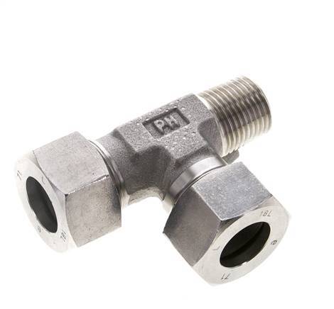 18L & R1/2'' Stainless Steel Right Angle Tee Cutting Fitting with Male Threads 315 bar ISO 8434-1