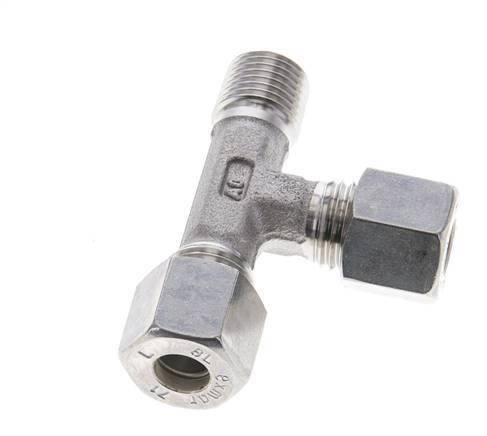 8L & R1/4'' Stainless Steel Right Angle Tee Compression Fitting with Male Threads 315 bar ISO 8434-1