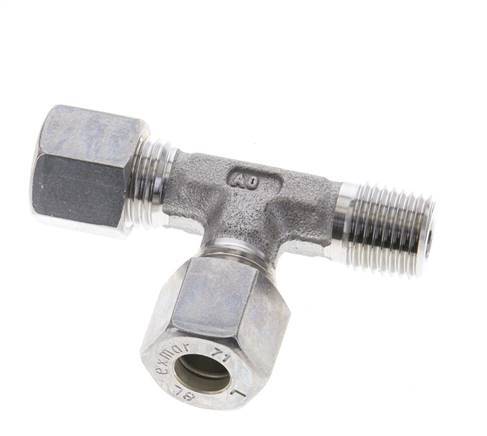 8L & R1/4'' Stainless Steel Right Angle Tee Compression Fitting with Male Threads 315 bar ISO 8434-1