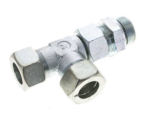 30S & M42x2 Zink Plated Steel Right Angle Tee Cutting Fitting with Male Threads 400 bar Adjustable ISO 8434-1