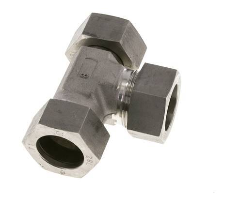 28L Stainless Steel Right Angle Tee Cutting Fitting with Swivel 160 bar Adjustable ISO 8434-1