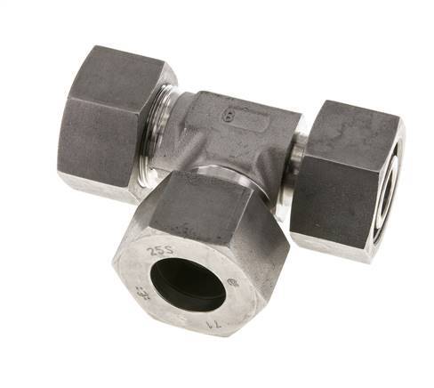25S Stainless Steel Right Angle Tee Cutting Fitting with Swivel 400 bar Adjustable ISO 8434-1