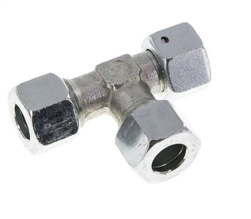 12L Zink Plated Steel Right Angle Tee Cutting Fitting with Swivel 315 bar NBR Adjustable ISO 8434-1