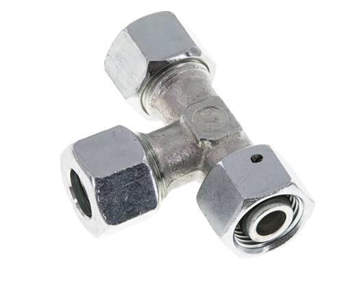 12L Zink Plated Steel Right Angle Tee Cutting Fitting with Swivel 315 bar NBR Adjustable ISO 8434-1