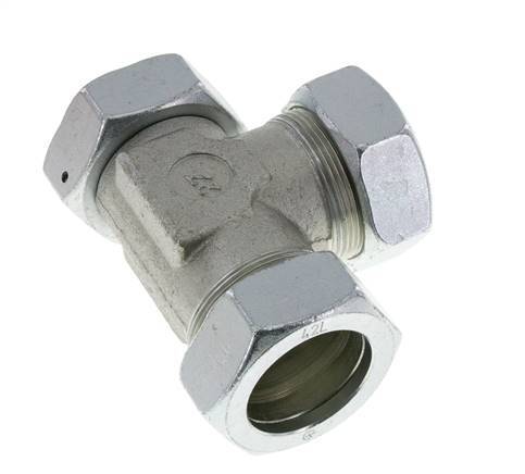 42L Zink Plated Steel Right Angle Tee Cutting Fitting with Swivel 160 bar NBR Adjustable ISO 8434-1