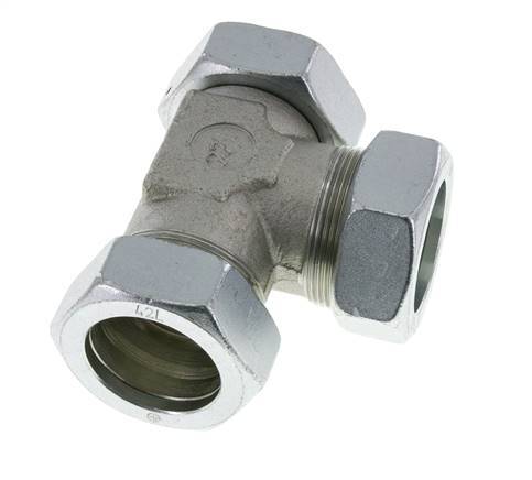 42L Zink Plated Steel Right Angle Tee Cutting Fitting with Swivel 160 bar NBR Adjustable ISO 8434-1