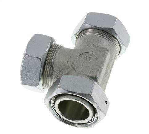 42L Zink Plated Steel Right Angle Tee Cutting Fitting with Swivel 160 bar NBR Adjustable ISO 8434-1