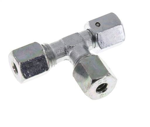 6S Zink Plated Steel Right Angle Tee Cutting Fitting with Swivel 630 bar NBR Adjustable ISO 8434-1