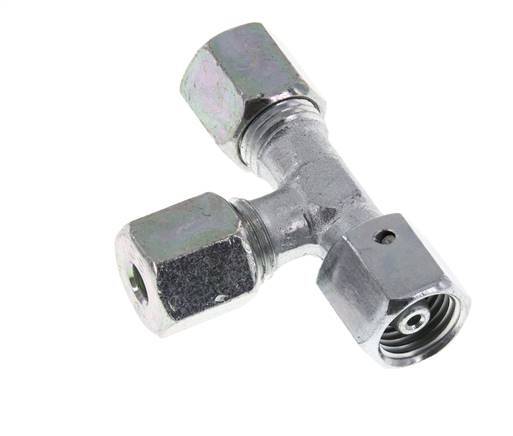 6S Zink Plated Steel Right Angle Tee Cutting Fitting with Swivel 630 bar NBR Adjustable ISO 8434-1