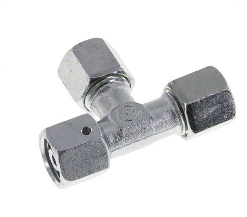8S Zink Plated Steel Right Angle Tee Cutting Fitting with Swivel 630 bar NBR Adjustable ISO 8434-1