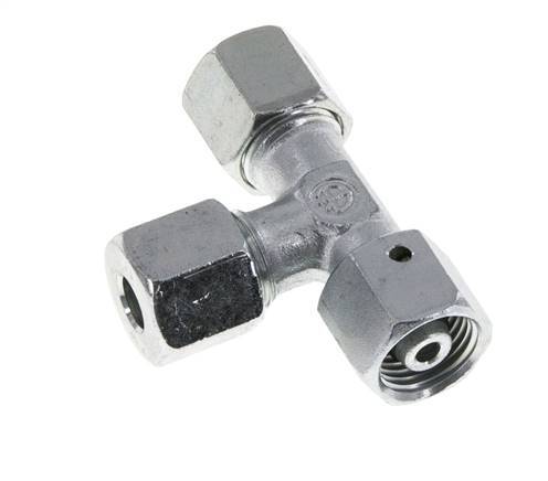 8S Zink Plated Steel Right Angle Tee Cutting Fitting with Swivel 630 bar NBR Adjustable ISO 8434-1