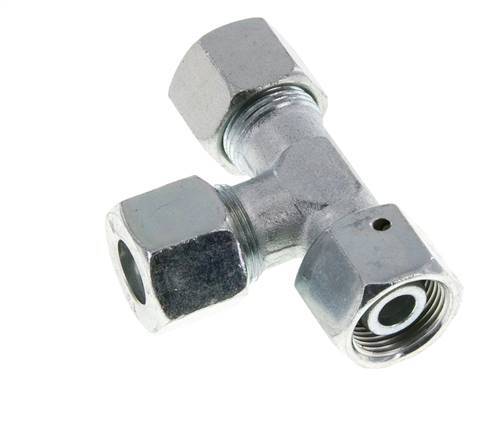 14S Zink Plated Steel Right Angle Tee Cutting Fitting with Swivel 630 bar NBR Adjustable ISO 8434-1