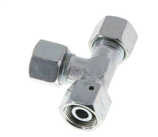 14S Zink Plated Steel Right Angle Tee Cutting Fitting with Swivel 630 bar NBR Adjustable ISO 8434-1