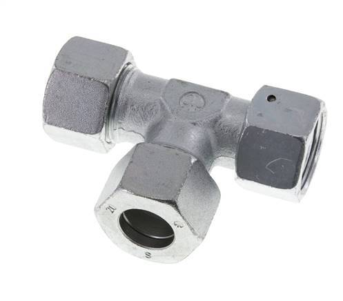 20S Zink Plated Steel Right Angle Tee Cutting Fitting with Swivel 400 bar NBR Adjustable ISO 8434-1