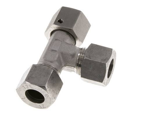 12L Stainless Steel Right Angle Tee Cutting Fitting with Swivel 315 bar FKM Adjustable ISO 8434-1
