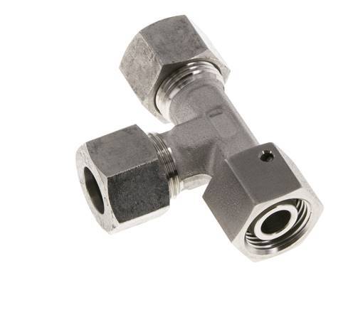 12L Stainless Steel Right Angle Tee Cutting Fitting with Swivel 315 bar FKM Adjustable ISO 8434-1