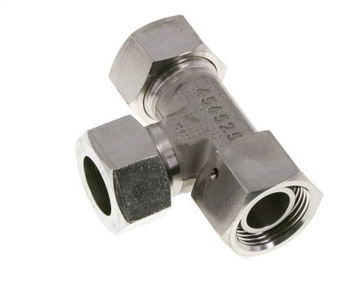 22L Stainless Steel Right Angle Tee Cutting Fitting with Swivel 160 bar FKM Adjustable ISO 8434-1