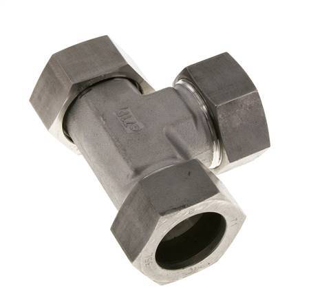 35L Stainless Steel Right Angle Tee Cutting Fitting with Swivel 160 bar FKM Adjustable ISO 8434-1