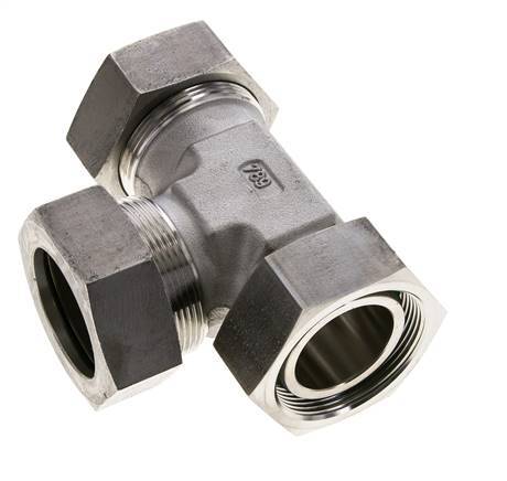 42L Stainless Steel Right Angle Tee Cutting Fitting with Swivel 160 bar FKM Adjustable ISO 8434-1