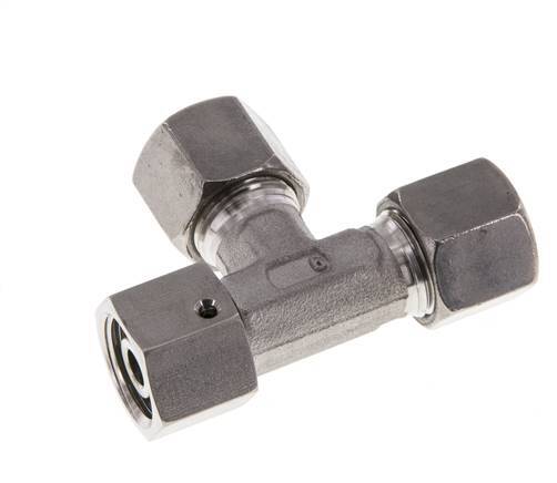 10S Stainless Steel Right Angle Tee Cutting Fitting with Swivel 630 bar FKM Adjustable ISO 8434-1