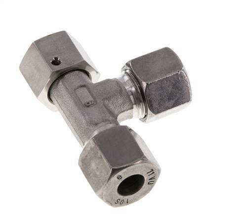 10S Stainless Steel Right Angle Tee Cutting Fitting with Swivel 630 bar FKM Adjustable ISO 8434-1