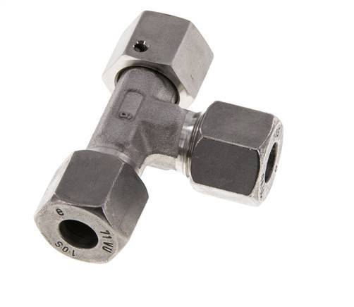 10S Stainless Steel Right Angle Tee Cutting Fitting with Swivel 630 bar FKM Adjustable ISO 8434-1