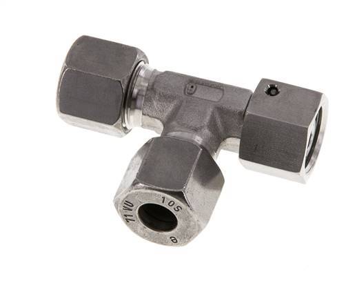 10S Stainless Steel Right Angle Tee Cutting Fitting with Swivel 630 bar FKM Adjustable ISO 8434-1