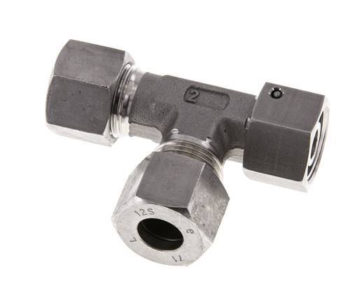 12S Stainless Steel Right Angle Tee Cutting Fitting with Swivel 630 bar FKM Adjustable ISO 8434-1