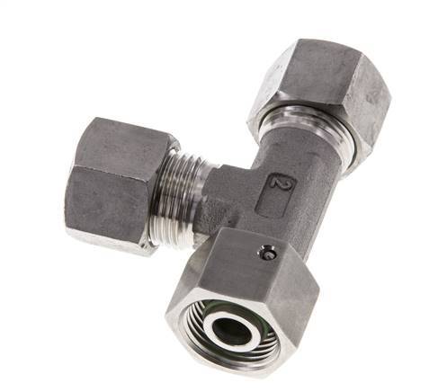 12S Stainless Steel Right Angle Tee Cutting Fitting with Swivel 630 bar FKM Adjustable ISO 8434-1