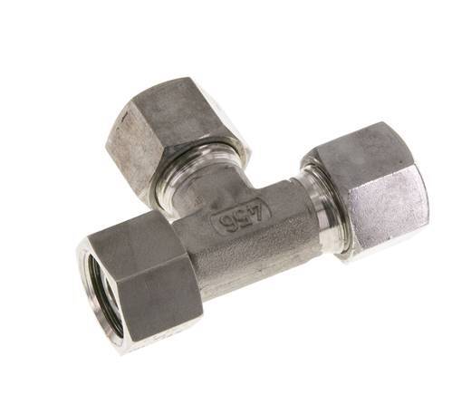 14S Stainless Steel Right Angle Tee Cutting Fitting with Swivel 630 bar FKM Adjustable ISO 8434-1