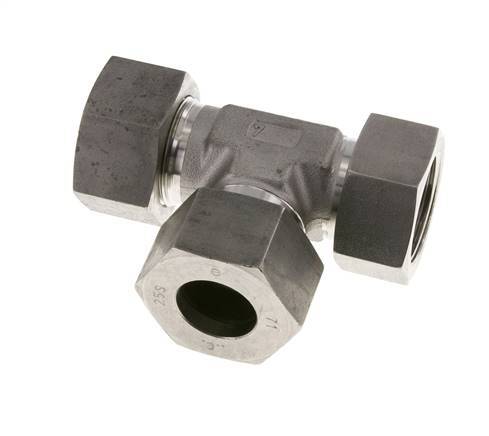 25S Stainless Steel Right Angle Tee Cutting Fitting with Swivel 400 bar FKM Adjustable ISO 8434-1
