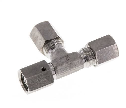 6L Stainless Steel Right Angle Tee Compression Fitting with Swivel 315 bar FKM Adjustable ISO 8434-1